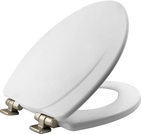 oblong slow close metal bracket toilet|Mayfair Elongated White Enameled Wood Toilet Seat .